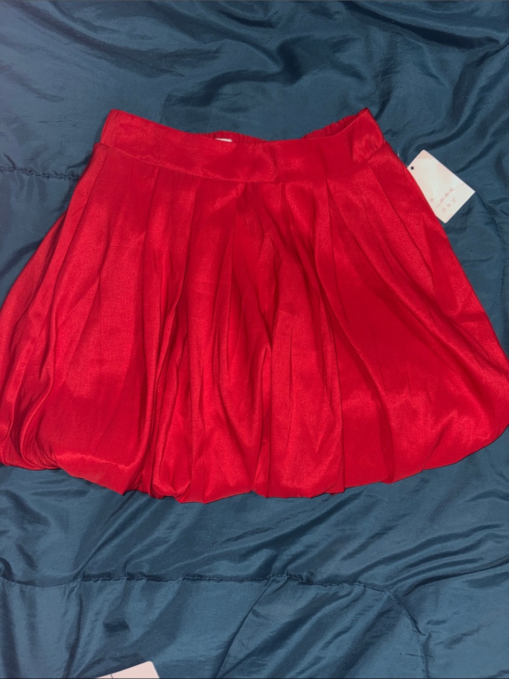 a new day Red Pleated Circle Bubble  Skirt - NWT Size XS
